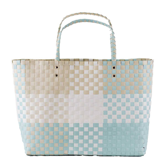 Heather Woven Beach Tote   White/Shell/Sky   17x14x5