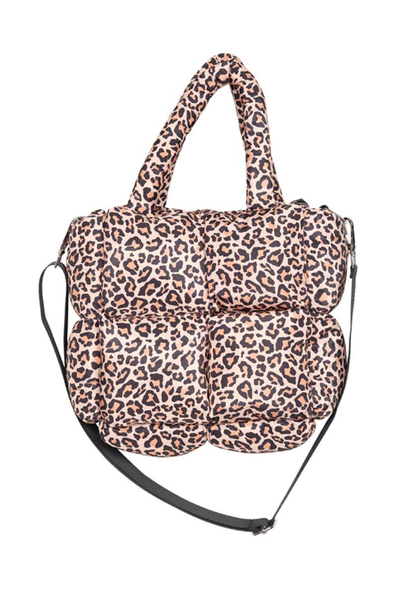 Brown Leopard Print Wholesale Mini Puffer Tote