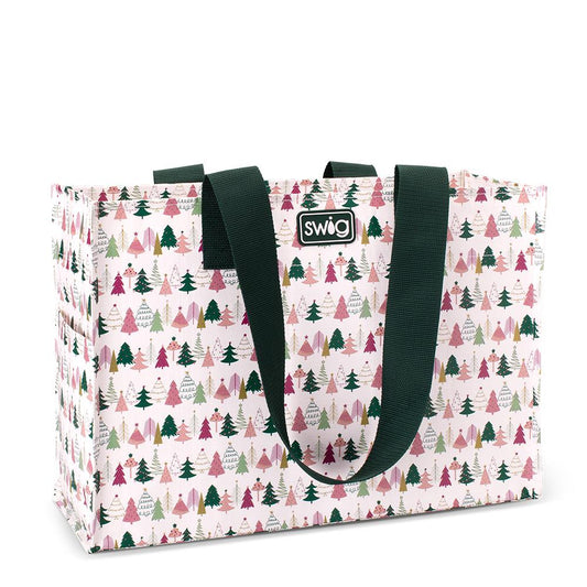 Swig Laminated Tote Large Tinseled Trees